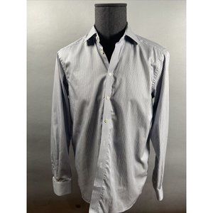 Eton Mens Contemporary Fit Gray White Spread Collar Dress Shirt 16 41 Excellent!